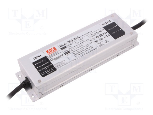 VIRTALÄHDE: IMPULSSI - LED - 300W - 24VDC - 6,25÷12,5A - 100÷305VAC - LED teholähteet - ELG-300-24A - 1