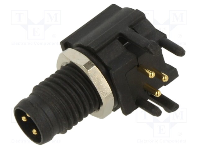 LIITIN: M8 - UROS - PIN: 3 - 3A - 60V - IP67 - 90° KULMA - PANEELIASENNETTAVA - M8 liittimet - SRM8A03PMMSF70050A - 1