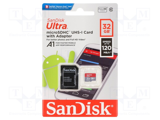 MUISTIKORTTI - MICROSDHC - 32GB - ANDROID - CLASS 10 UHS U1 - ADAPTERI - Muistikortit - SDSQUA4-032G-GN6MA - 1