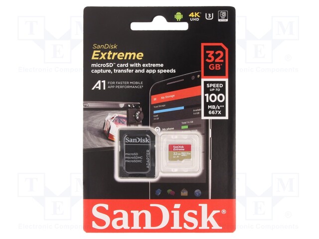 MUISTIKORTTI - MICROSDHC - 32GB - ANDROID,EXTREME,SELOSTUS A1 - Muistikortit - SDSQXAF-032G-GN6MA - 1