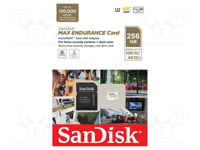 MUISTIKORTTI - MICROSDXC - 256GB - UHS I U3 V30 - R: 100MB/S - W: 40MB/S - Muistikortit - SDSQQVR-256G-GN6IA - 1