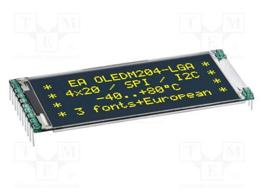 OLED NÄYTTÖ - AAKKOSNUMEERINEN - 20X4 - KOOT: 60,66X26X2,4MM - PIN: 10 - Aakkosnumeeriset OLED-näytöt - EAOLEDM204-LGA - 1