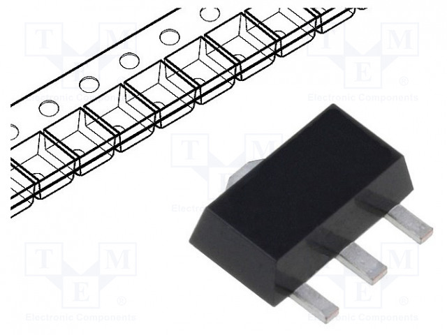 P-KANAVA MOSFET - UNI-POLAARINEN - -240V - -0,2A - 1,5W - SOT89 - Transistorit - ZVP4424ZTA - 1
