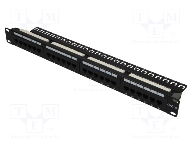 LIITIN: RJ45 - PATCH PANEL - CAT: 6 - RACK - MUSTA - PORTTIEN LUKU: 24 - RJ liittimet - LOG-NP0004A - 1