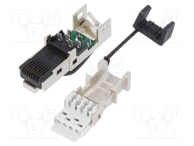 LIITIN: RJ45 - PISTOKE - PIN: 8 - CAT: 6A,CLASS EA - SUOJATTU - KULLATTU - RJ liittimet - IE-PS-RJ45-FH-BK-A - 1