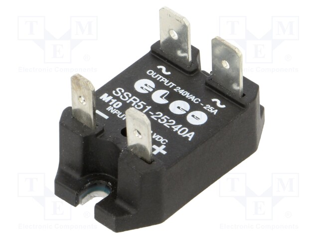 RELE: PUOLIJOHDE - 18÷28,8VDC - 25A - 24÷280VAC - SSR51 - -30÷80°C - Puolijohdereleet - SSR51-25240A - 1
