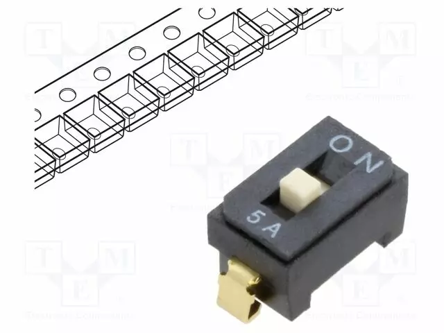 DIP-KYTKIN - NAPOJEN MÄÄRÄ: 1 - OFF-ON - 100MA/6VDC - AS: 2/1 - DIP kytkimet - CFS-0102TA - 1