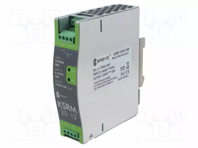 PUNAINENUNDANSSIMODUULI - KSRM - DIN-kisko virtalähteet - KSRM-12V-20A - 1