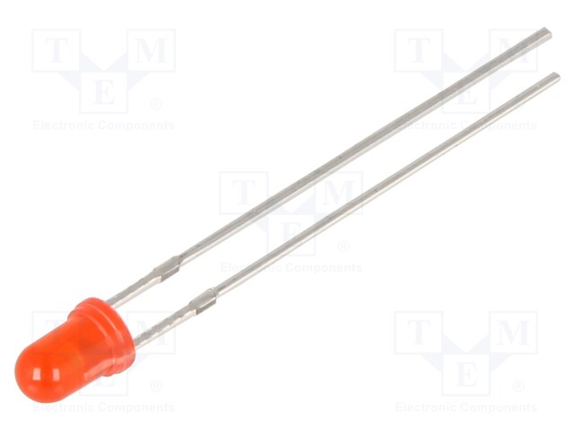 LED - PUNAINEN - 3MM - 220÷330MCD - 40° - ETUOSA: KUPERA - 2,1÷2,6VDC - Pyöreät LEDit - OSR5JA3M44A - 1