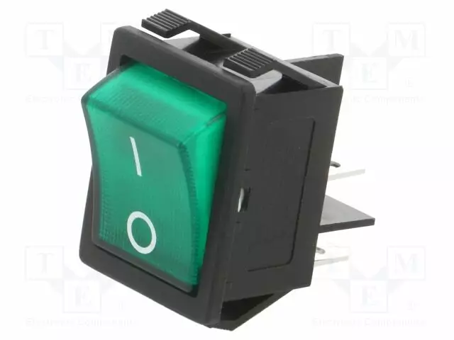 KEINUKYTKIN - DPST - AS: 2 - OFF-ON - 16A/250VAC - VIHREÄ - NEONVALO - R5 - 250V - Keinukytkimet - R595KMFT2FA - 1