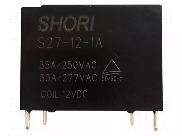RELE - SPST-NO - UKELAN: 12VDC - IKELAN: 116MA - S27 - Tehoreleet - S27-12-1A - 1
