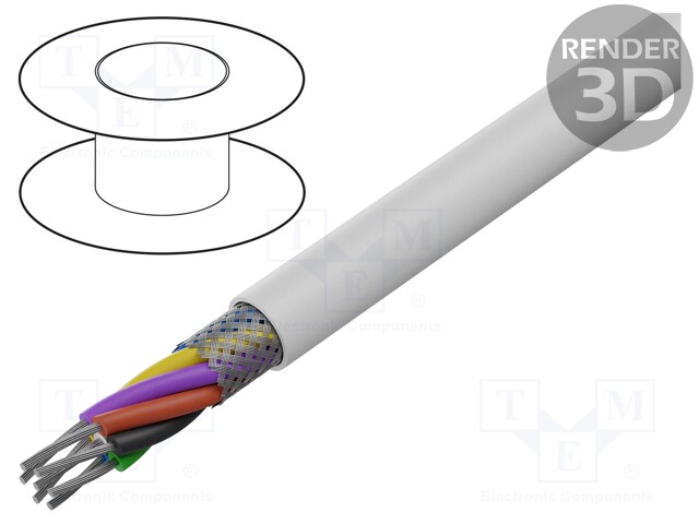 JOHTO - 5X26AWG - PFA - VALKOINEN - 600V - EI ETENE LIEKKIÄ - 30,5M - Suojatut moninapakaapelit - TAU-2619.05-A - 1