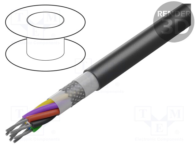 JOHTO - 4X26AWG - POLYURETAANI LÄMPÖMUOVAUTUVA TPE-U - MUSTA - 600V - Suojatut moninapakaapelit - TPU-2619.04-A - 1