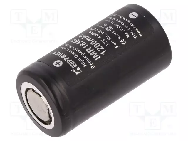 AKKU: LI-ION - 18350 - 3,7V - 1200MAH - Ø18,3X35MM - 10A - Akut - ACCU-IMR18350-10A - 1