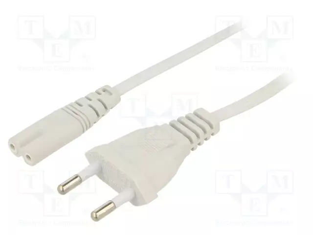 KAAPELI - 2X0,5MM2 - CEE 7/16 (C) PISTOKE,IEC C7 NAARAS-PVC - 3M - Tietokone- ja laitejohdot - AK-RD-07A - 1
