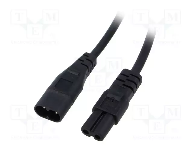 KAAPELI - 2X0,5MM2 - IEC C7 NAARAS-IEC C8 UROS-PVC - 1,5M - MUSTA - Tietokone- ja  laitejohdot - AK-RD-08A - 1