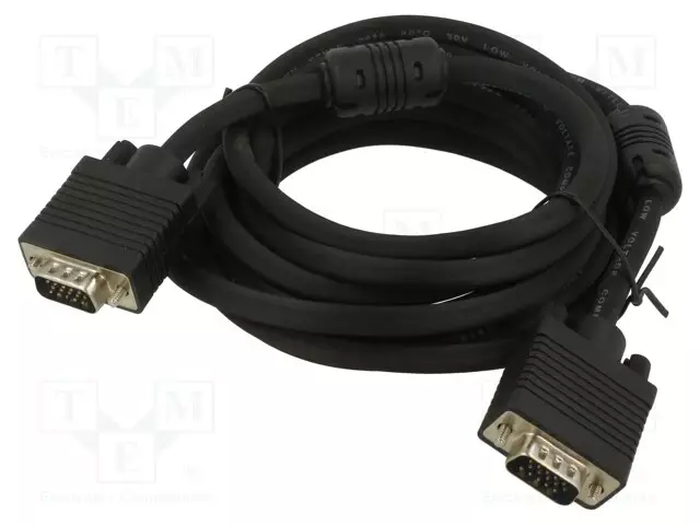 KAAPELI - D-SUB 15PIN HD-PISTOKE,MOLEMMIN PUOLIN - MUSTA - 5M - HDMI, DVI, DisplayPort johdot - ART-AL-OEM-3A - 1