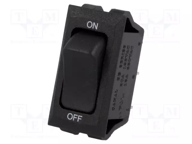 KEINUKYTKIN - SPST - AS: 2 - ON-OFF - 16A/250VAC - MUSTA-PUNAINEN - EI OLE - Keinukytkimet - HB110C7NBBRA - 1