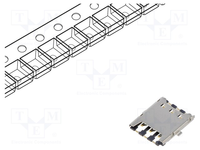 LIITIN: KORTTEJA VARTEN - NANO SIM - PUSH-PULL,SOVITETAPILLA - SMT - Korttiliittimet - SIM8051-6-0-14-01A - 1