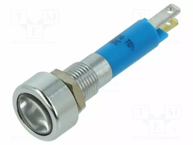 MERKKIVALO: LED - LITTEÄ - SININEN - 24VDC - Ø8MM - IP67 - LIITTIMET - Merkkivalot ja pienoislamput - 19180357A - 1