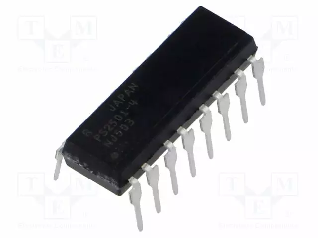 OPTOEROTIN - THT - CH: 4 - OUT: TRANSISTORILÄHTÖ - UERIST: 5KV - UCE: 80V - Optoerottimet - PS2501-4-A - 1