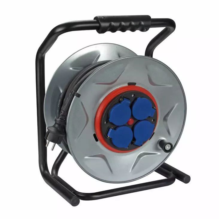 PROFESSIONAL NEOPRENE CABLE REEL WITH ANTI-TWIST SYSTEM - 25 m - 3G2.5 - 4 SOCKETS - FRENCH SOCKET - Johtokelat - ECR25NP25A - 1