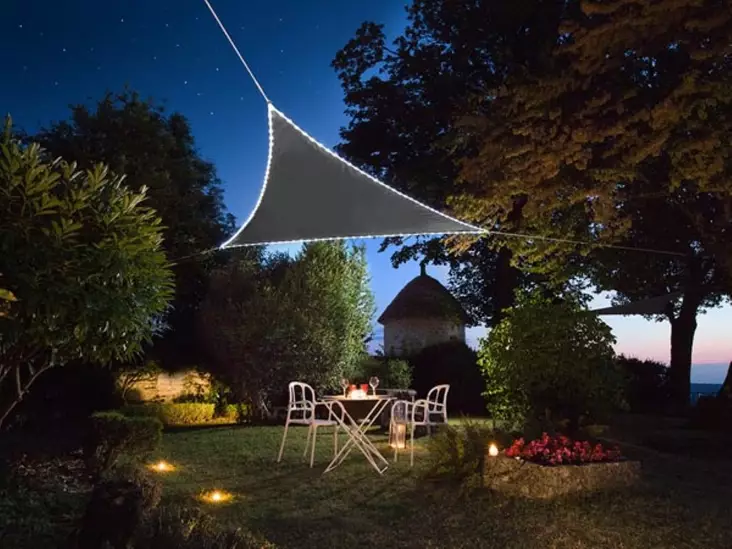 SHADE SAIL WITH BUILT-IN LED BORDER - TRIANGLE - 3.6 x 3.6 x 3.6 m - ANTHRACITE - Piha ja terassikalusteet - GSST36MLEDSPA - 1