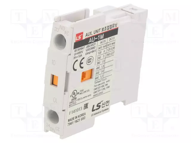 TUKI-KOSKETTIMET - LÄHDÖT: RUUVIPURISTIMET - SIVU-KOSKETTIMET: NO - Kontaktorit - lisätarvikkeet - AU-1M-1A - 1