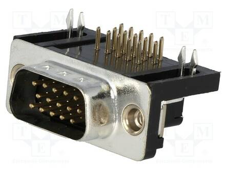 D-SUB LIITIN HD - PIN: 15 - PISTORASIA - UROS - 90° KULMA - THT - D liittimet - HDL15-PL-B - 1