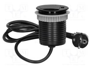 JATKOJOHTO: KALUSTEISIIN - 2300W - MUSTA - AUKKO: Ø62MM - 250VAC - Rakennusautomatiikka - OR-AE-1373B - 1