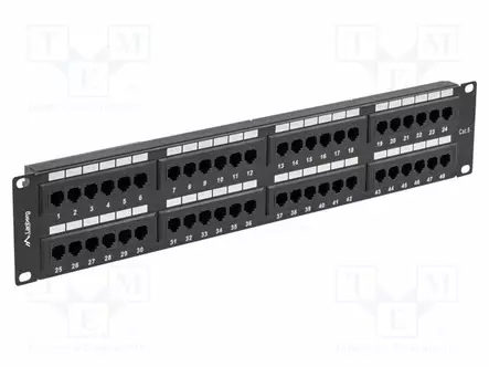 PATCH PANEL - MUSTA - PORTTIEN LUKU: 48 - 19" - CAT: 6 - RACK 19" - RACK - Tietokonetarvikkeet - muut - PPU6-2048-B - 1