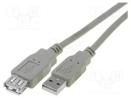 KAAPELI - USB 2.0 - USB A RASIA,USB A PISTOKE - NIKKELÖITY - 3M - PVC - USB kaapelit ja adapterit - CU202-030-PB - 1
