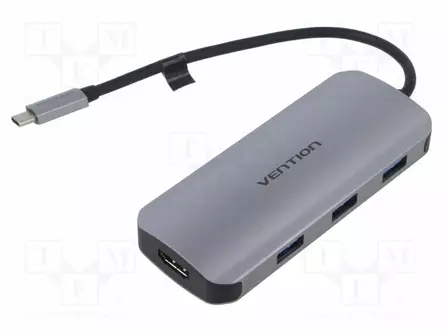 USB HUB - USB 3.0 - HARMAA - PORTTIEN LUKU: 5 - 0,15M - ABS,ALUMIINI - Tietokonetarvikkeet - muut - TODHB - 1