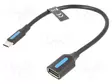 KAAPELI - USB 2.0 - USB A RASIA,USB C PISTOKE - NIKKELÖITY - 0,15M - USB kaapelit ja adapterit - CCSBB - 1