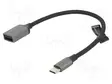 KAAPELI - USB 2.0 - USB A RASIA,USB C PISTOKE - NIKKELÖITY - 0,15M - USB kaapelit ja adapterit - CCWHB - 1