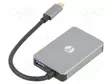 USB HUB - USB A-PISTORASIA X4,USB C-PISTOKE - OTG,USB 3.0 - HARMAA - Tietokonetarvikkeet - muut - DH310B - 2