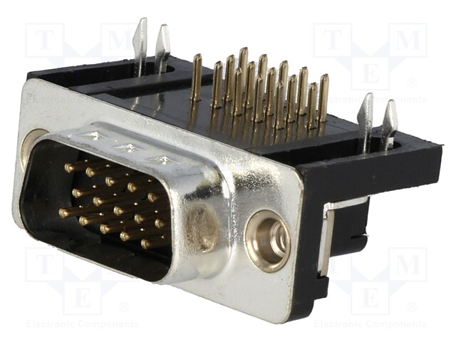 D-SUB LIITIN HD - PIN: 15 - PISTORASIA - UROS - 90° KULMA - THT - D liittimet - HDL15-PL-B - 1