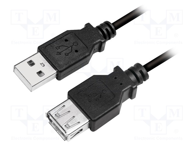 KAAPELI - USB 2.0 - USB A RASIA,USB A PISTOKE - NIKKELÖITY - 5M - USB kaapelit ja adapterit - CU0012B - 1
