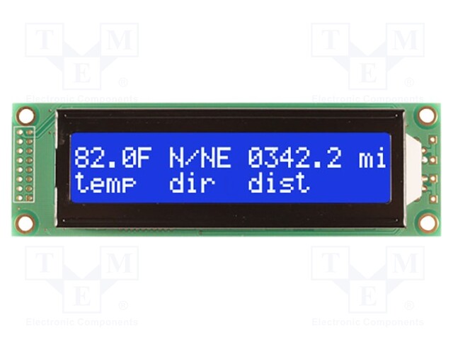 LCD NÄYTTÖ - AAKKOSNUMEERINEN - STN NEGATIVE - 20X2 - SININEN - LED - Aakkosnumeeriset LCD-näytöt - NHD-0220DZ-NWB - 1