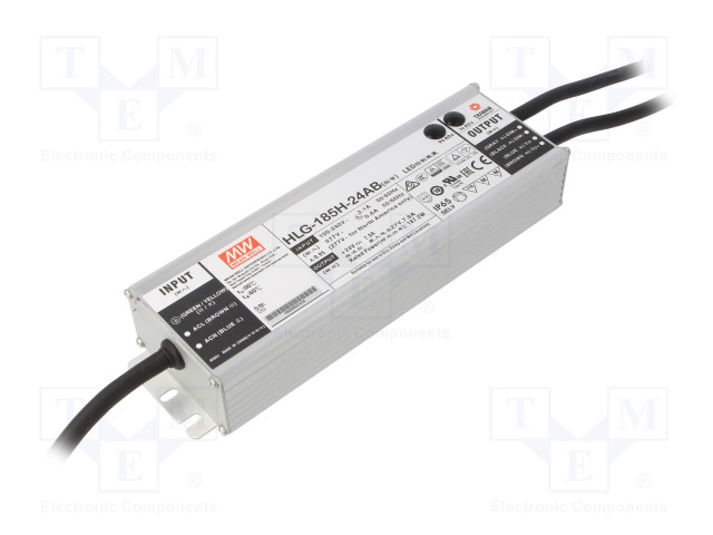 VIRTALÄHDE: IMPULSSI - LED - 187,2W - 24VDC - 3,9÷7,8A - 90÷305VAC - IP65 - LED teholähteet - HLG-185H-24AB - 1