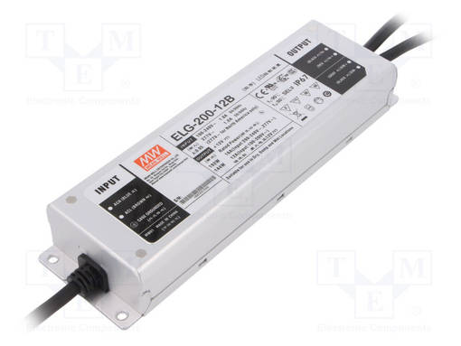 VIRTALÄHDE: IMPULSSI - LED - 192W - 12VDC - 16A - 100÷305VAC - 142÷431VDC - LED teholähteet - ELG-200-12B - 1