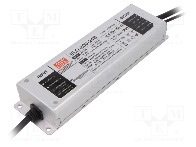 VIRTALÄHDE: IMPULSSI - LED - 200W - 24VDC - 8,4A - 100÷305VAC - IP67 - 92% - LED teholähteet - ELG-200-24B - 1