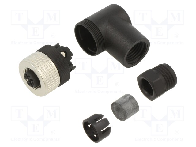 LIITIN - M12 - PIN: 4 - KULMA - PISTOKE - LIITIN: PG7 - 125VAC - 3A - IP67 - Teollisuus anturikaapelit - XZCC12FCM40B - 1