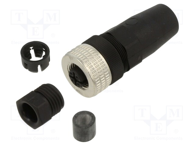 LIITIN - M12 - PIN: 4 - SUORA - PISTOKE - LIITIN: PG7 - 125VAC - 3A - IP67 - Teollisuus anturikaapelit - XZCC12FDM40B - 1