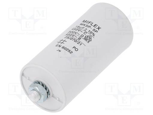POLYPROPYLEENIKONDENSAATTORI - MOOTTOREIHIN, TYÖHÖN - 18UF - Moottorikondensaattorit - I150V618K-B - 1