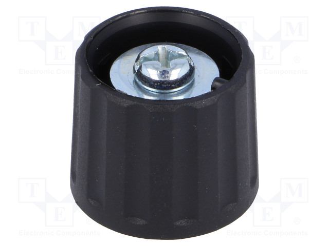NUPPI - POLYAMIDI - ØAKSELIN: 6MM - MUSTA - AKSELI: SILEÄ - -20÷70°C - Potentiometrien nupit - G21GM-B - 1