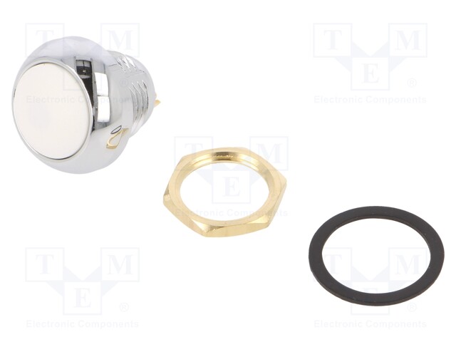 PAINOKYTKIN - AS: 2 - SPST-NO - 0,25A/12VDC - OFF-(ON) - Ø13,58MM - Standardikytkimet - W48-1-RMC-N-WH-B - 1