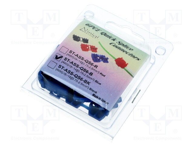 PIKALIITIN - IDC - 0,75÷2,5MM2 - JOHTOON - SININEN - QUICK SPLICE - 6KPL - WAGO ja muut pikaliittimet - ST-ASS-QS6-B - 1