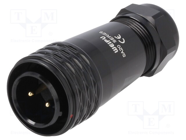 UROSLIITIN - PIN: 2 - IP67 - SA20 - 8÷12MM - 25A - 500V - WEIPU liittimet - SA2010P2IB - 1
