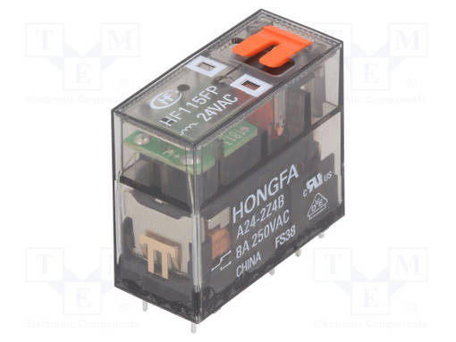 RELE - DPDT - UKELAN: 24VAC - 8A - 8A/250VAC - PCB - Pienoisreleet - HF115FPA24-2Z4B - 1